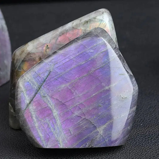 100g-1500g Natural Violet  Moonstone Geometrical Shape Raw Gemstone Polished Quartz Labradorite Healing Crystal Home Decoration