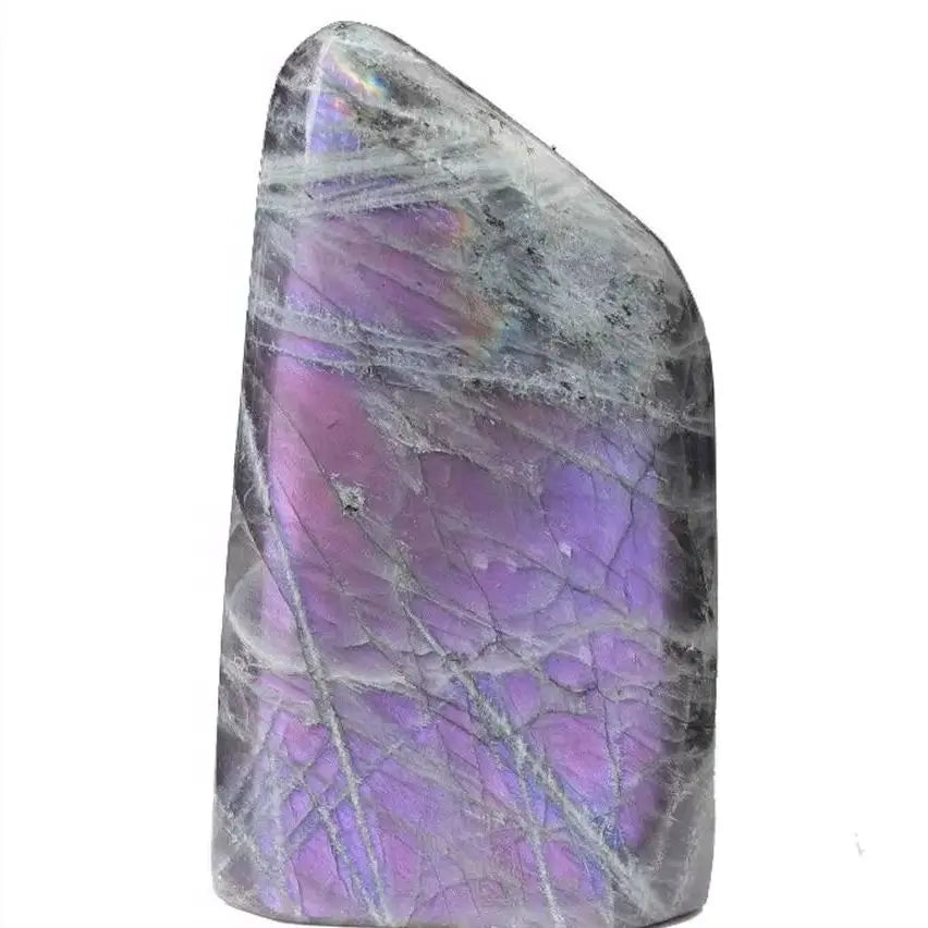 100g-1500g Natural Violet  Moonstone Geometrical Shape Raw Gemstone Polished Quartz Labradorite Healing Crystal Home Decoration