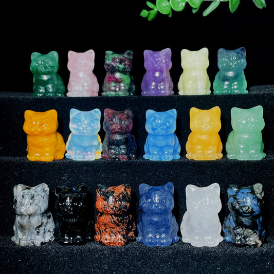 1PC Cute Jauntily Sitting Cat Natural Crystal Kitty Carving Gift for Her Souvenir Delightful Home Decor Reiki Stone Ornaments