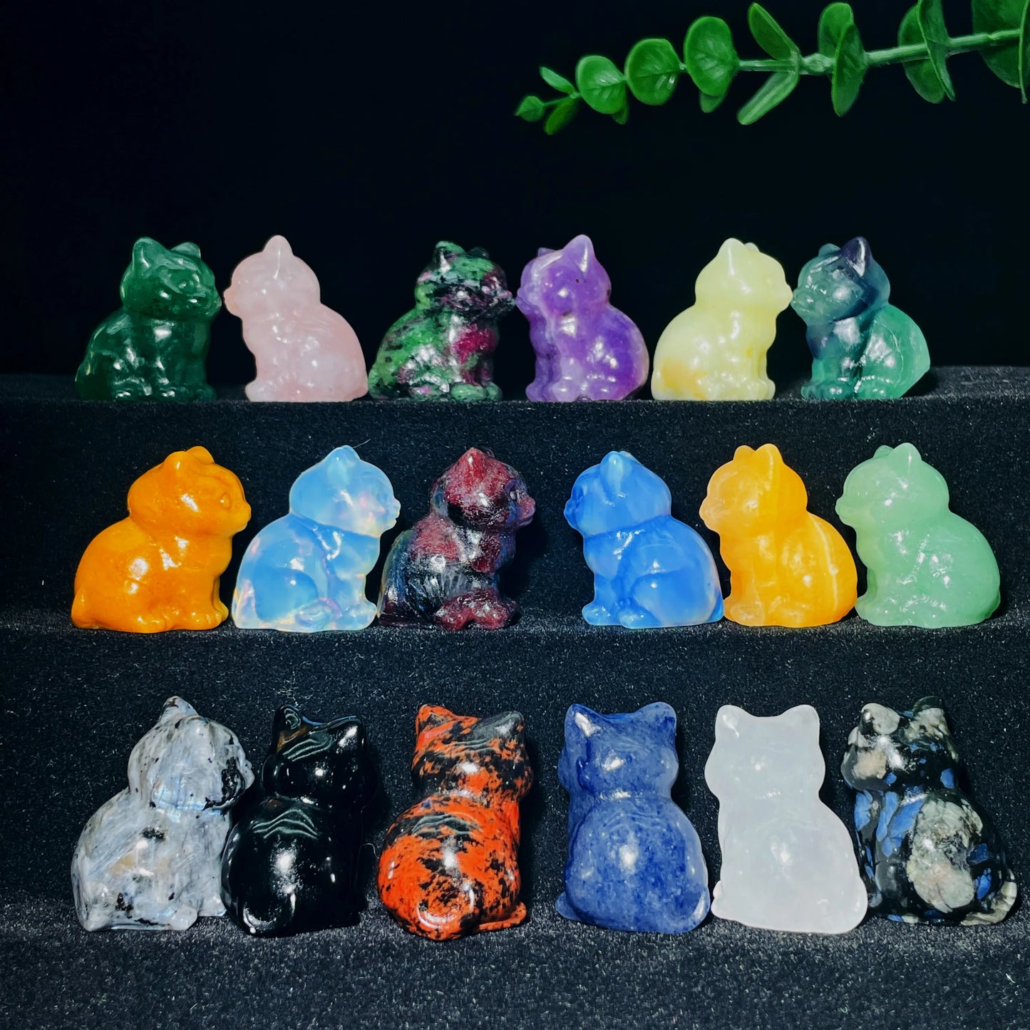 1PC Cute Jauntily Sitting Cat Natural Crystal Kitty Carving Gift for Her Souvenir Delightful Home Decor Reiki Stone Ornaments