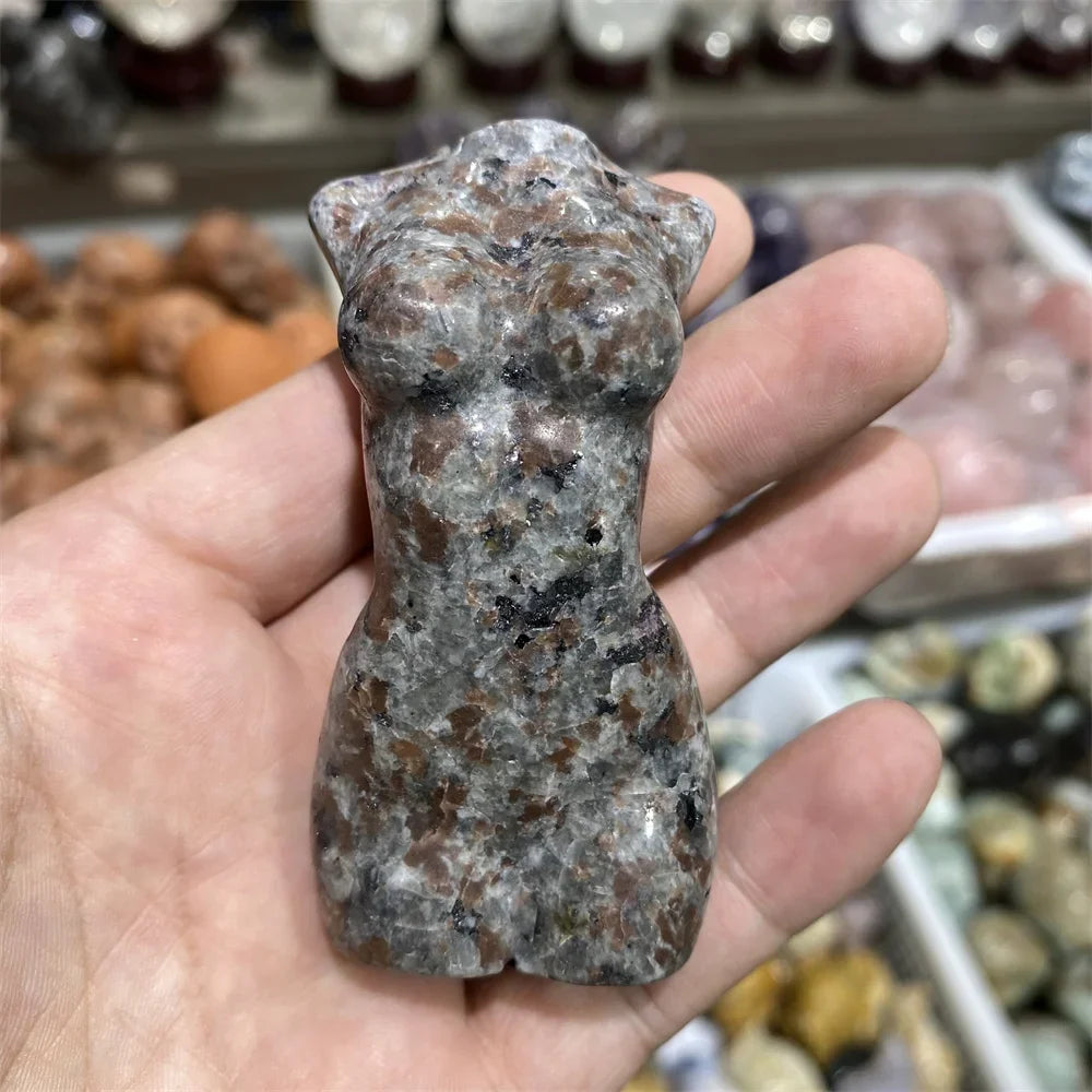 Natural Crystal Goddess Yooperlite Statue Powerful Chakra Energy Wicca Flame Stones Woman Torso Healing Spiritual Witchcraft